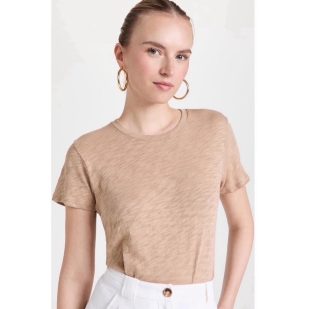 ATM Schoolboy Tee Shirt in Tan/Gold Foil.